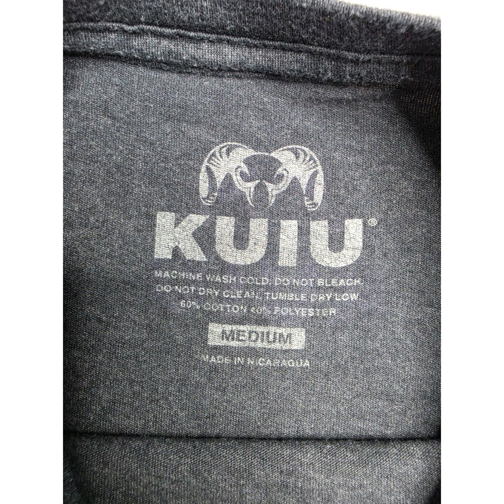KUIU T-Shirt Men's Medium Charcoal Gray Camo Big Ram Logo Cotton Everyday Wear - Picture 4 of 7